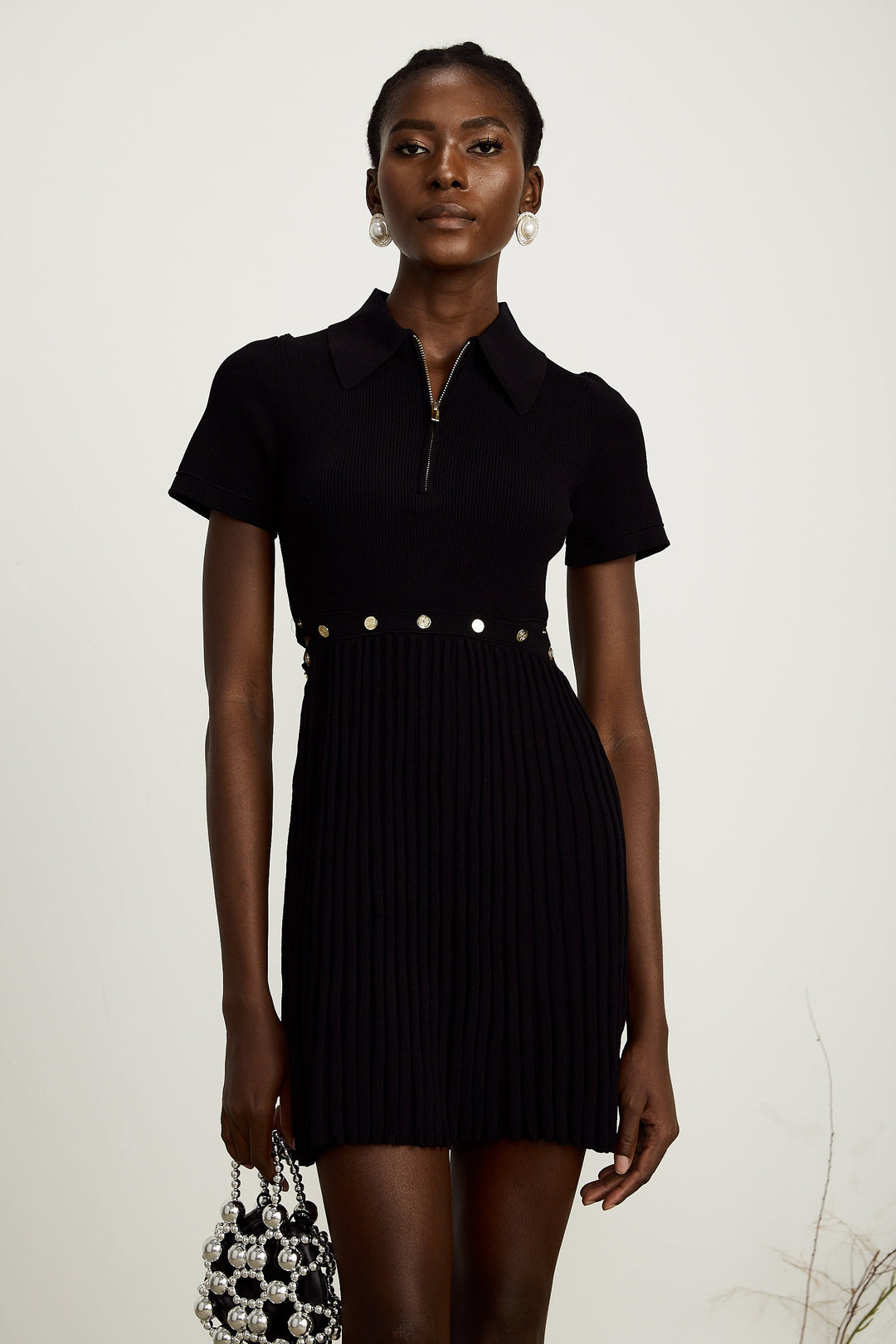Levoire | Robe En Tricot Plissée Noire