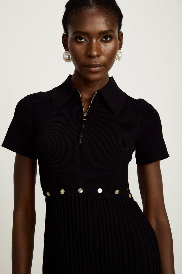 Levoire | Robe En Tricot Plissée Noire