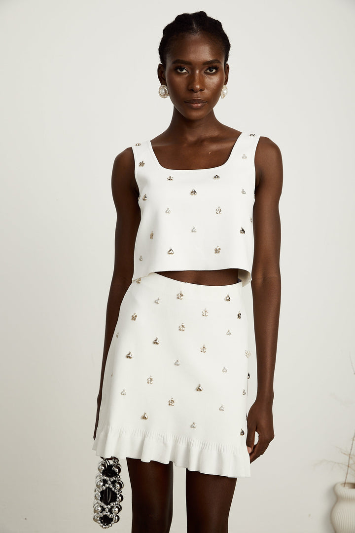 Levoire | Top En Tricot Orné & Jupe Ensemble Assorti