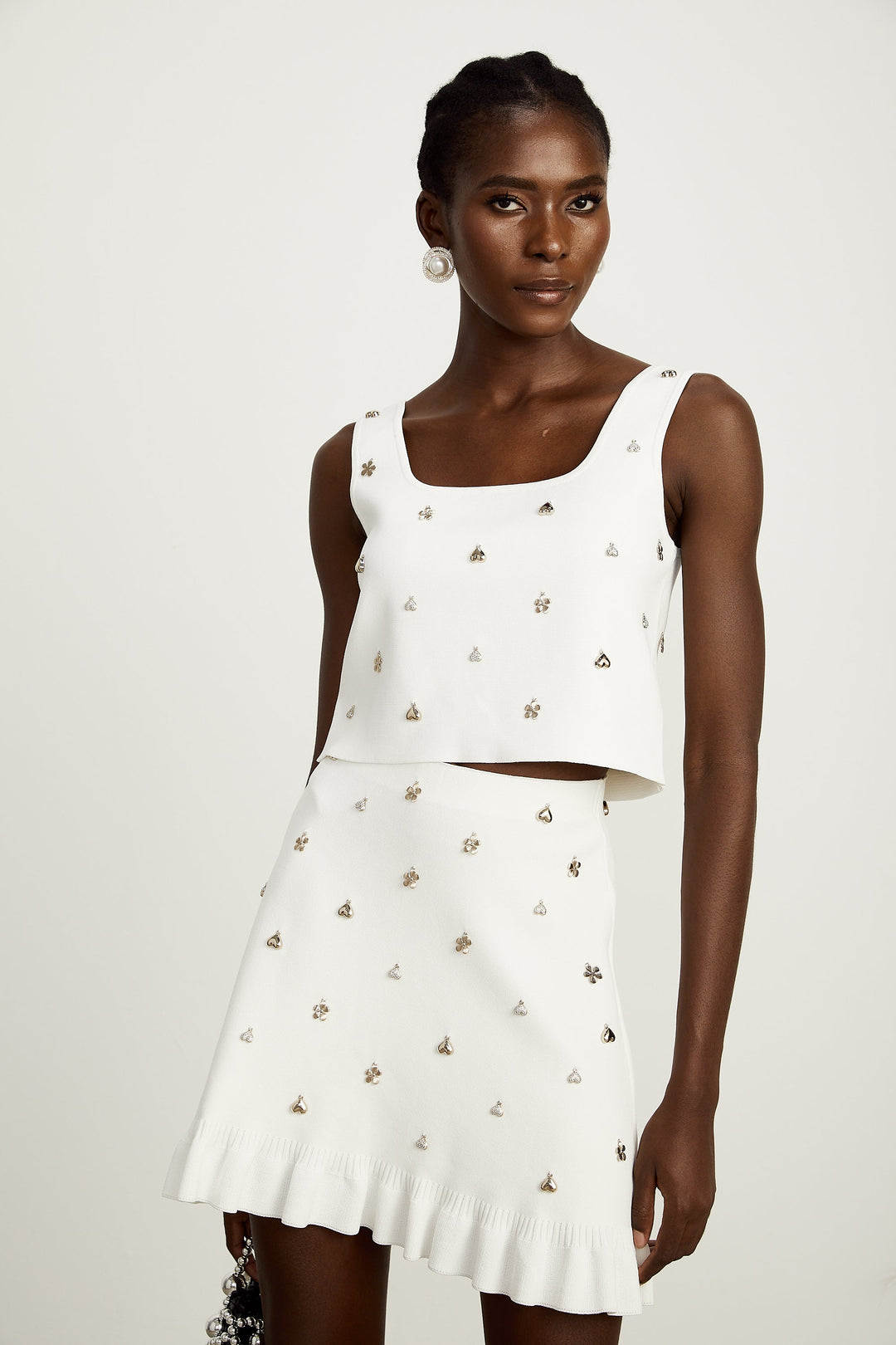 Levoire | Top En Tricot Orné & Jupe Ensemble Assorti