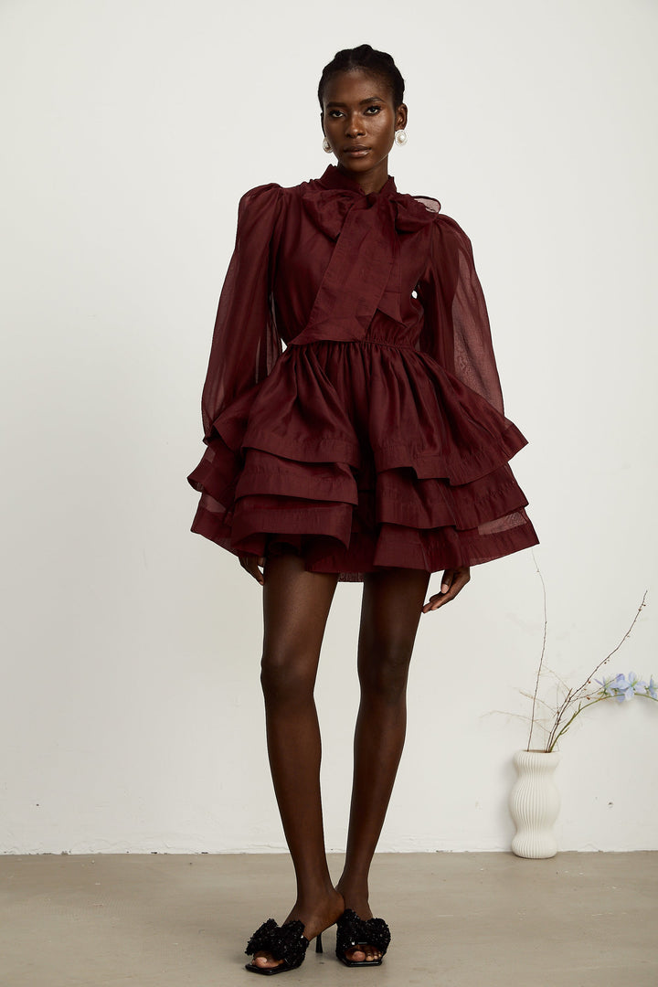 Levoire | Robe Mini Évasée Rayée Rouge