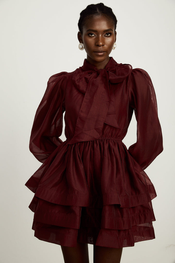 Levoire | Robe Mini Évasée Rayée Rouge