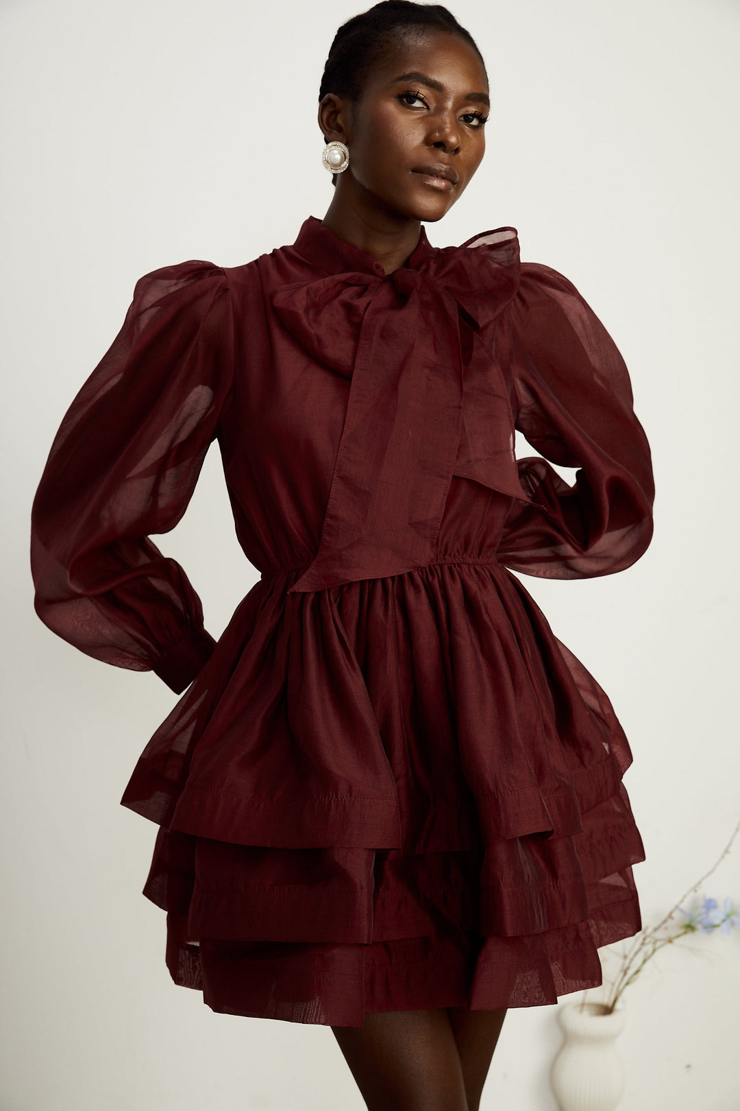 Levoire | Robe Mini Évasée Rayée Rouge