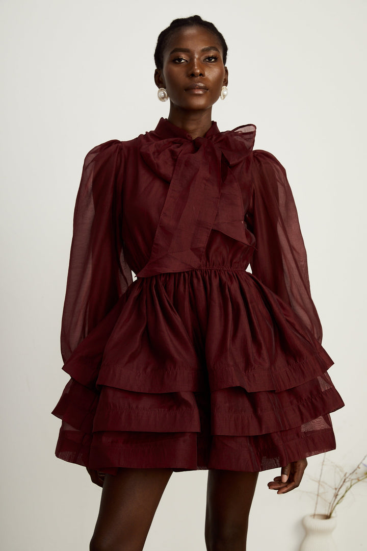 Levoire | Robe Mini Évasée Rayée Rouge