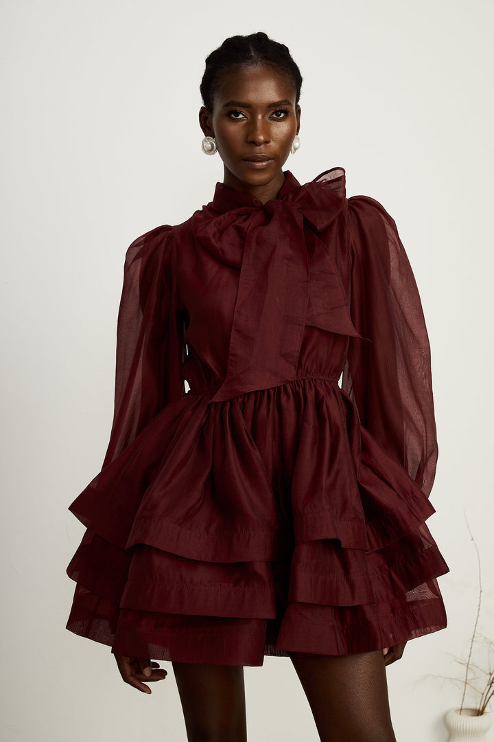 Levoire | Robe Mini Évasée Rayée Rouge