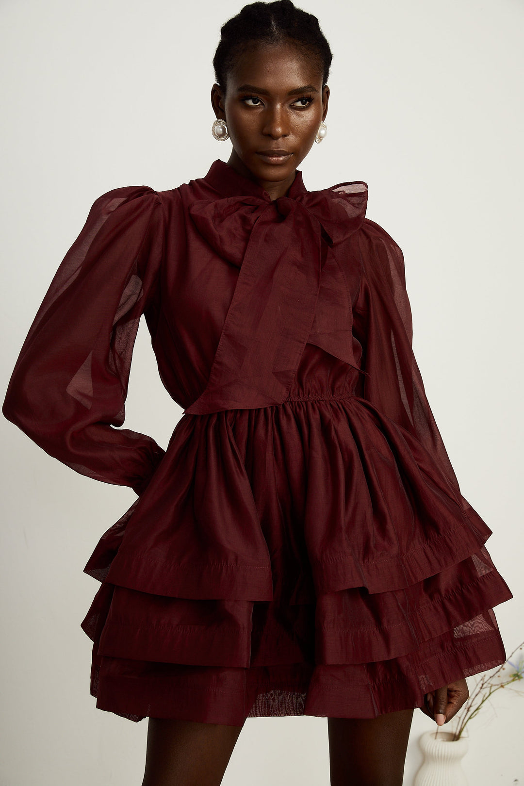 Levoire | Robe Mini Évasée Rayée Rouge