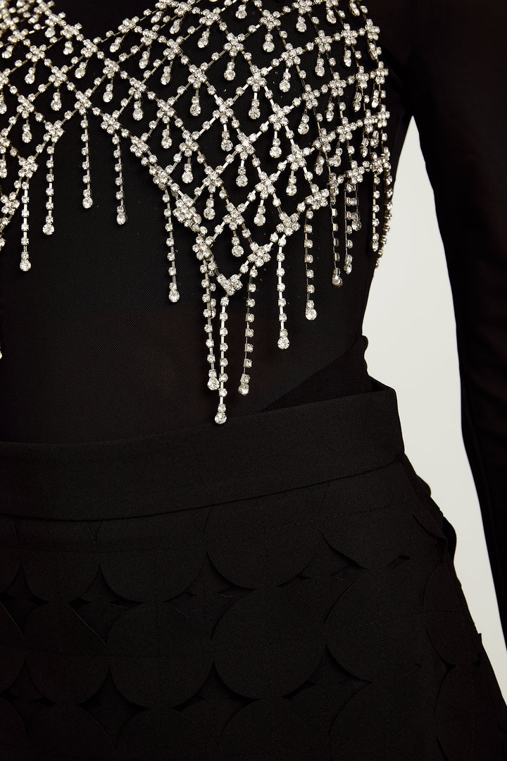 Levoire | Conception Disque Jupe Maxi Franges Noir