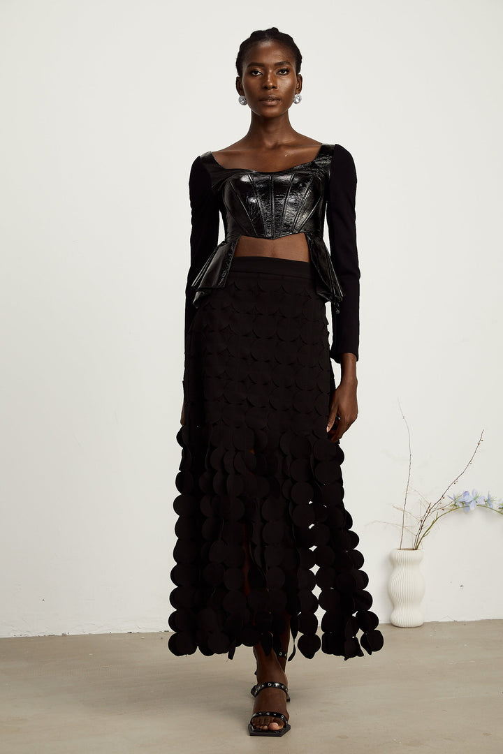 Levoire | Top En Cuir Synthétique À Panneaux Peplum