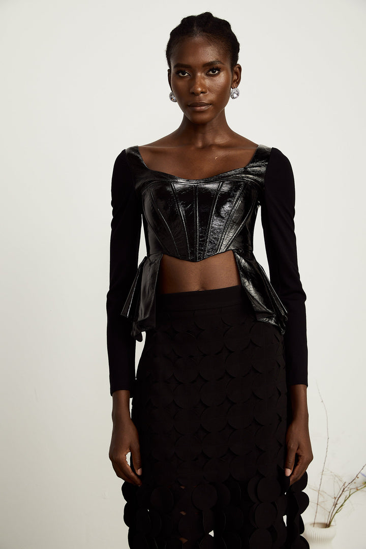 Levoire | Top En Cuir Synthétique À Panneaux Peplum