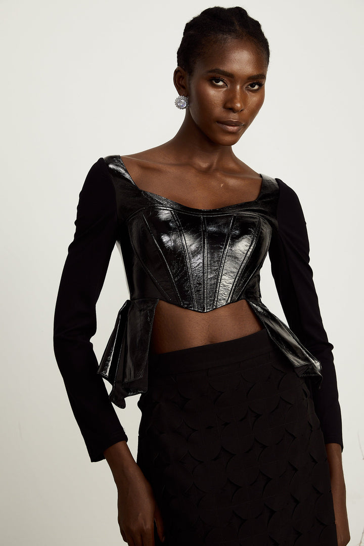 Levoire | Top En Cuir Synthétique À Panneaux Peplum