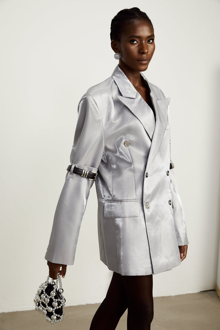 Levoire | Ceinture Grise Arm Métal Bleu Veste