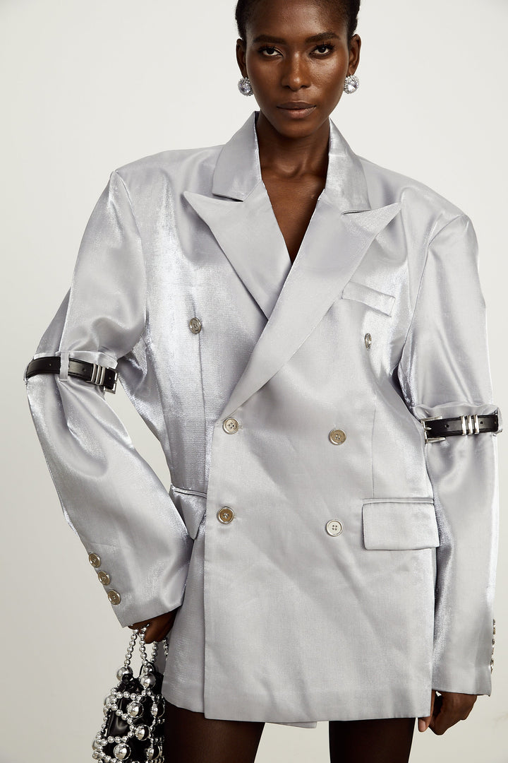 Levoire | Ceinture Grise Arm Métal Bleu Veste