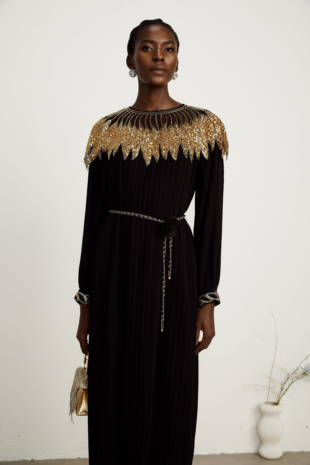 Levoire | Robe Midi À Panneaux En Tulle Pailleté Noir