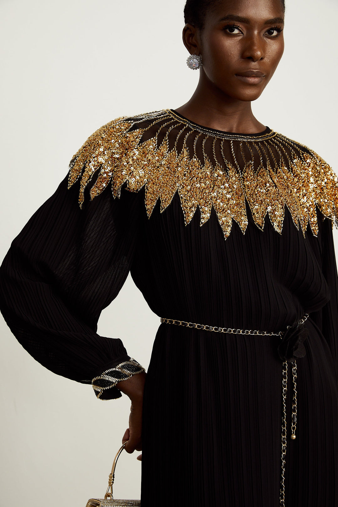 Levoire | Robe Midi À Panneaux En Tulle Pailleté Noir