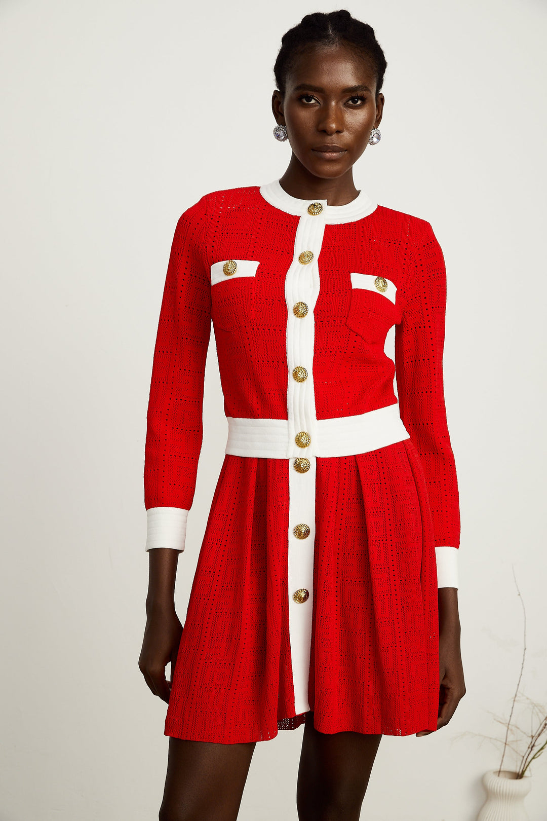 Levoire | Pull En Tricot À Bordure Contrastante Rouge