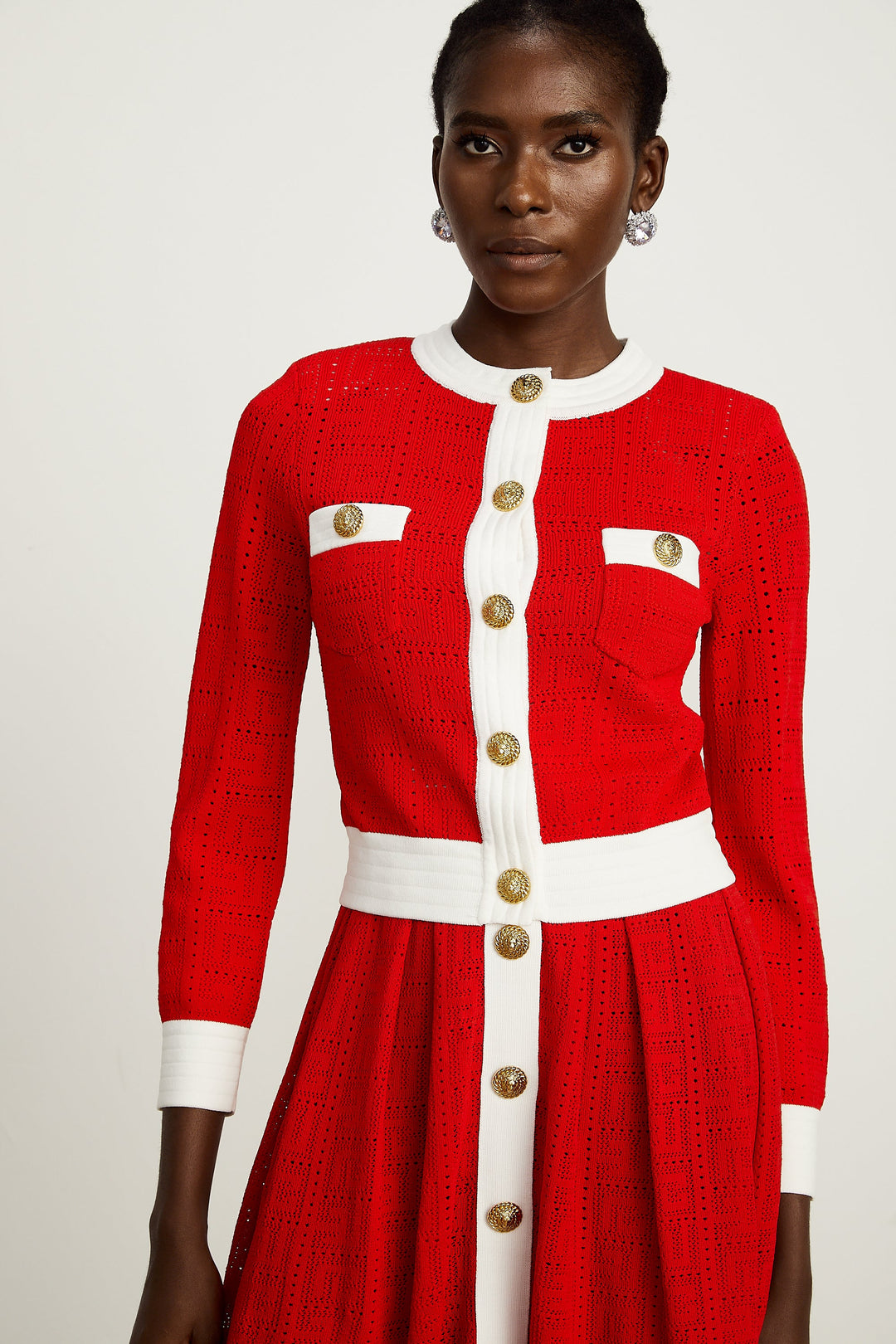 Levoire | Pull En Tricot À Bordure Contrastante Rouge