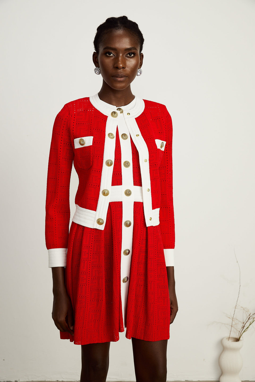 Levoire | Pull En Tricot À Bordure Contrastante Rouge
