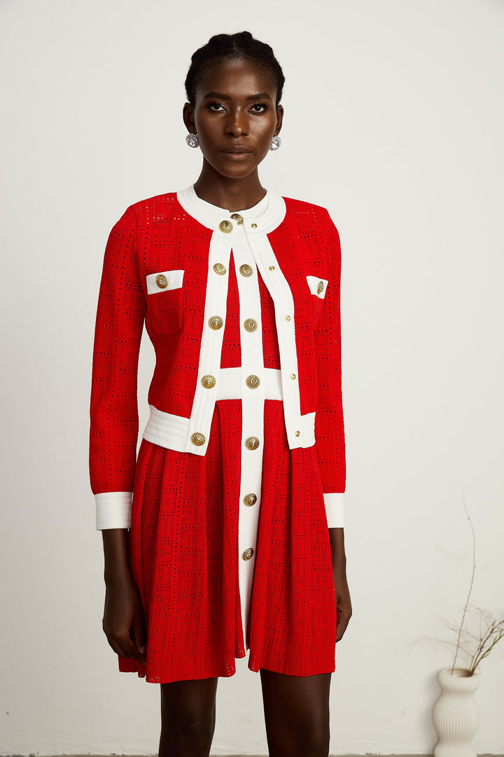 Levoire | Pull En Tricot À Bordure Contrastante Rouge