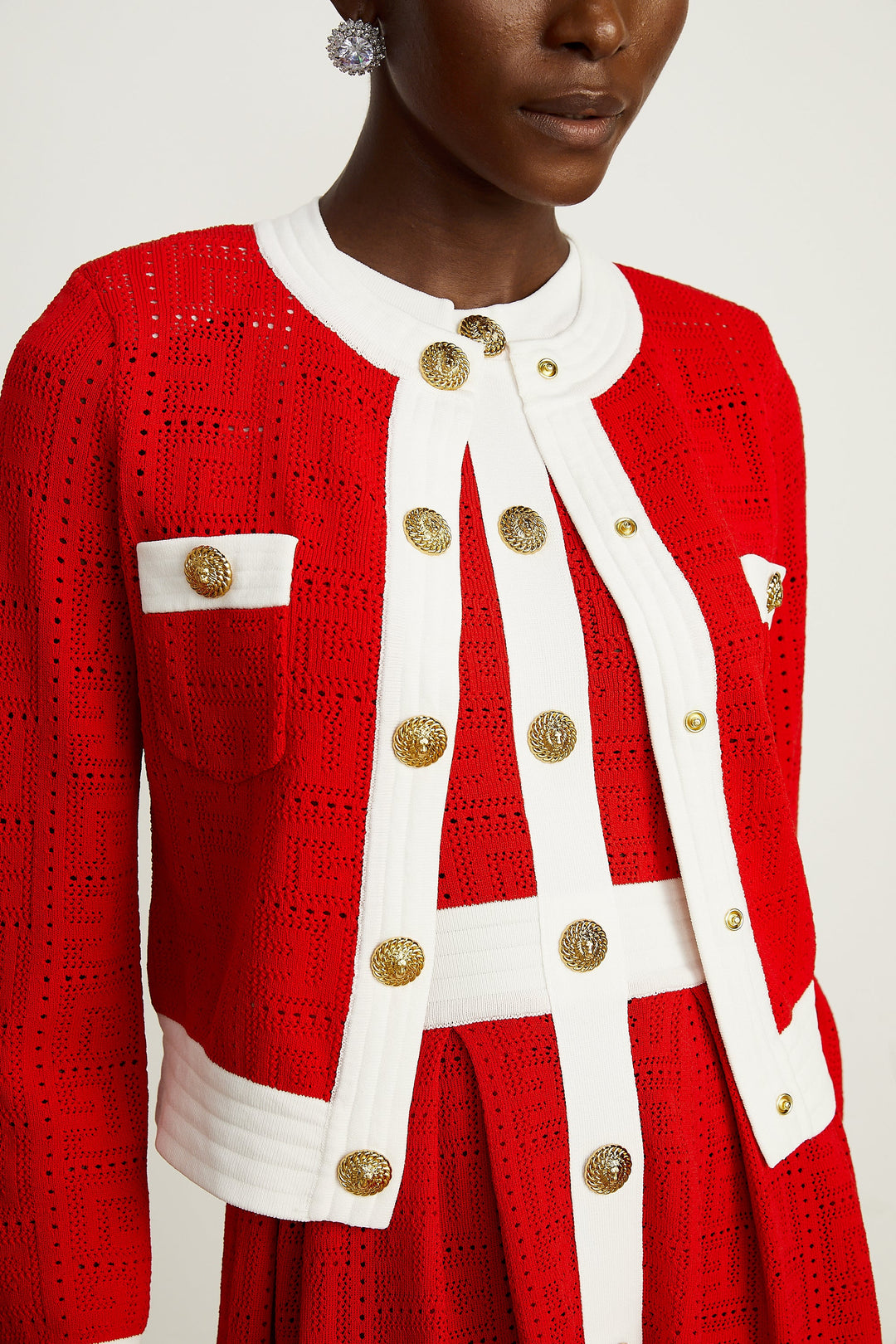 Levoire | Pull En Tricot À Bordure Contrastante Rouge