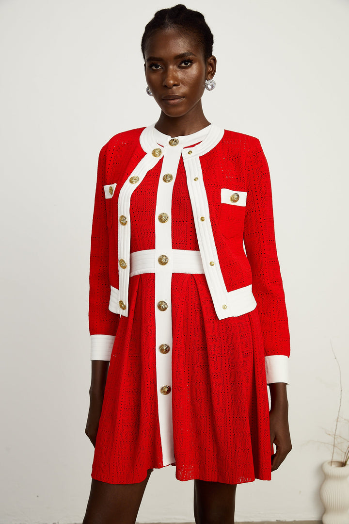 Levoire | Pull En Tricot À Bordure Contrastante Rouge