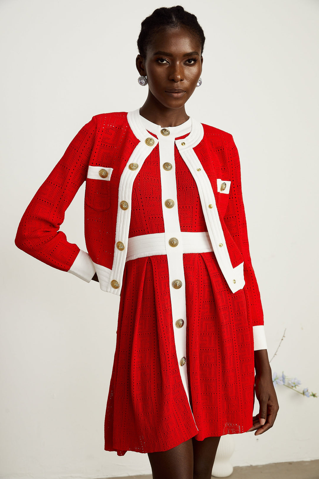 Levoire | Pull En Tricot À Bordure Contrastante Rouge