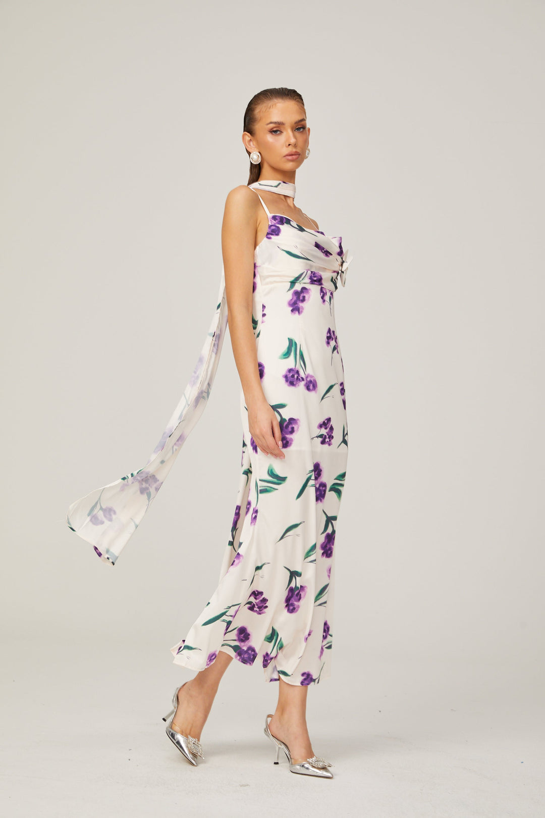 Levoire | Foulard Fleuri Design Midi Robe