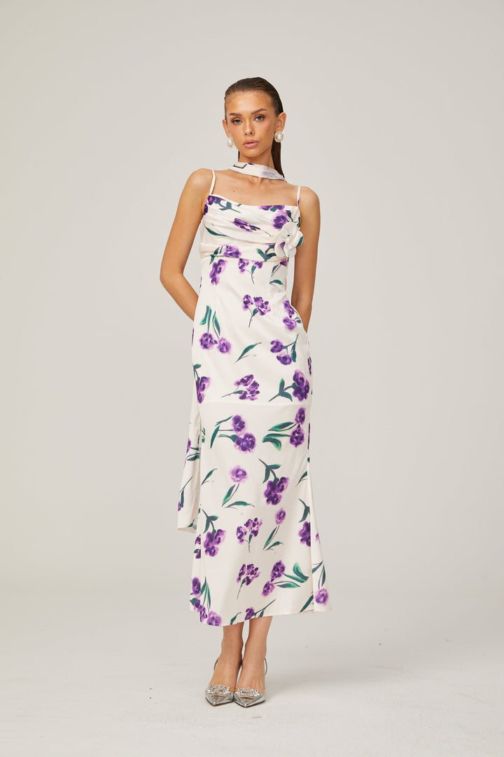 Levoire | Foulard Fleuri Design Midi Robe