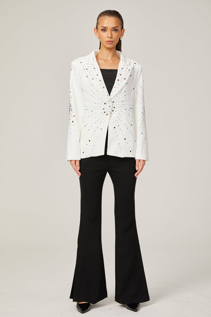Levoire | Veste Bleue Avec Strass Blancs