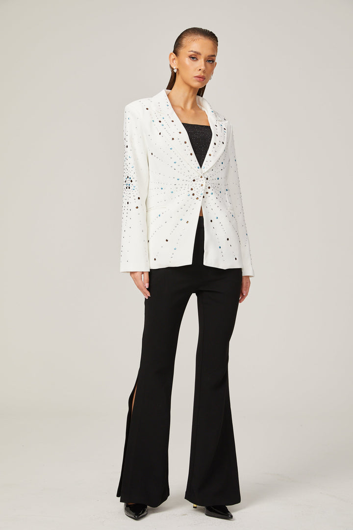 Levoire | Veste Bleue Avec Strass Blancs