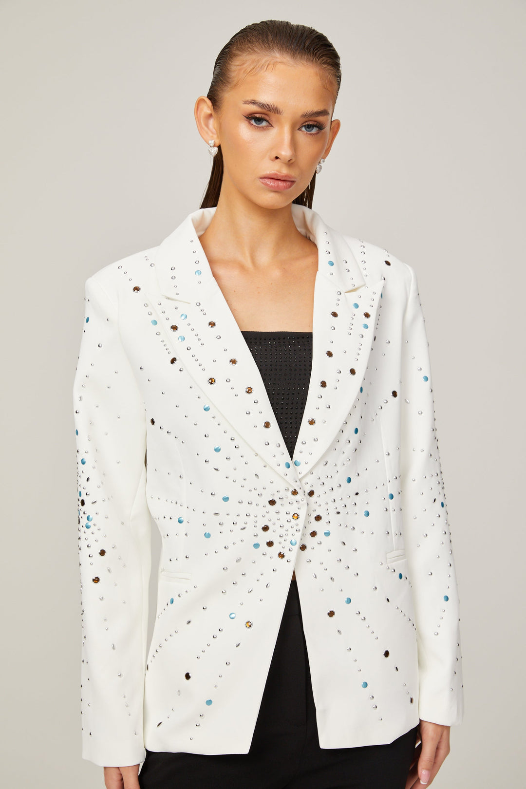 Levoire | Veste Bleue Avec Strass Blancs