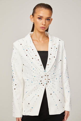 Levoire | Veste Bleue Avec Strass Blancs