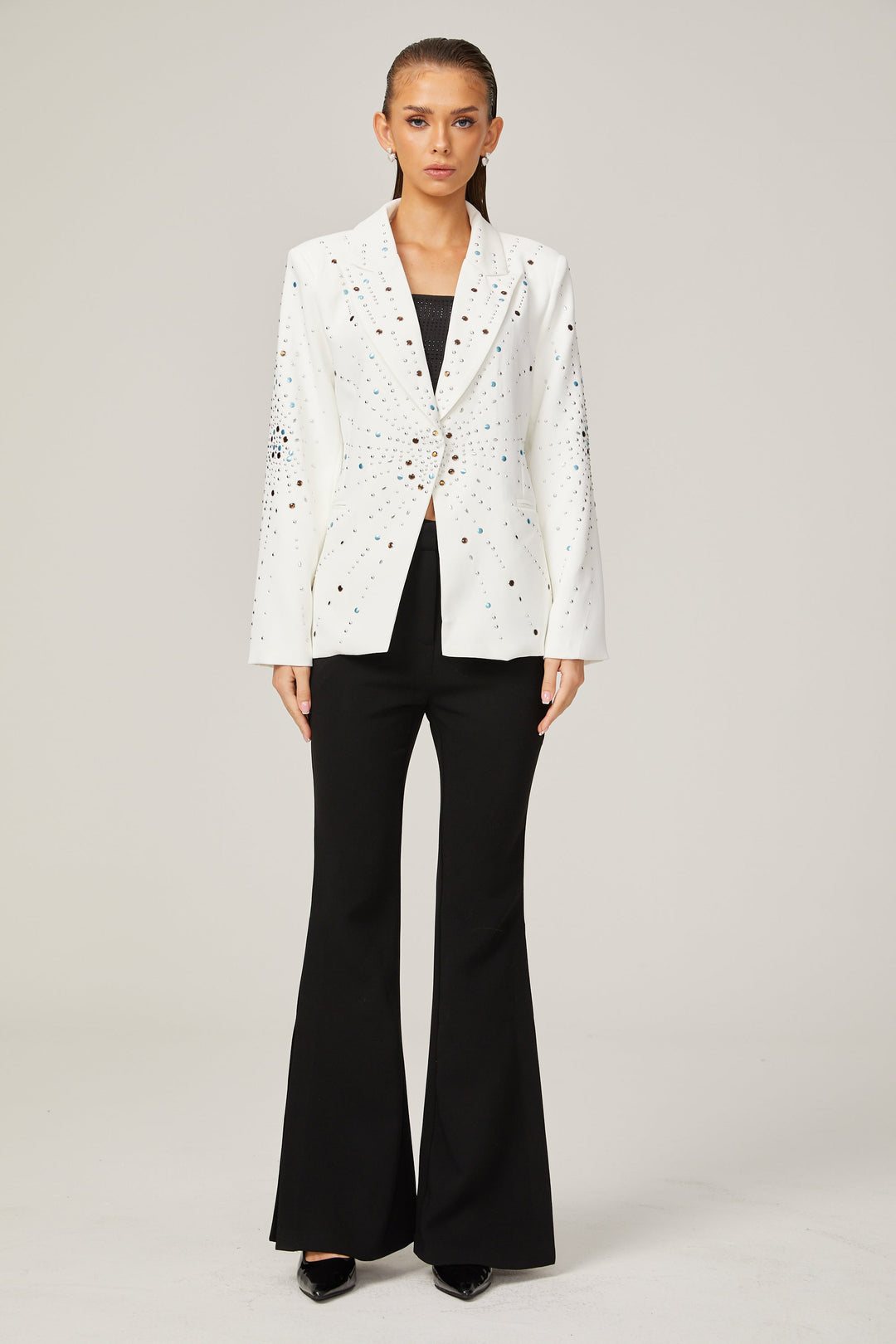 Levoire | Veste Bleue Avec Strass Blancs