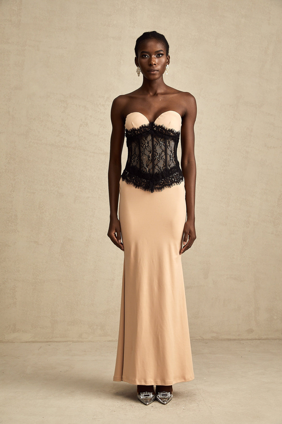 Levoire | Panneau En Dentelle Robe Maxi Sans Épaules Corset
