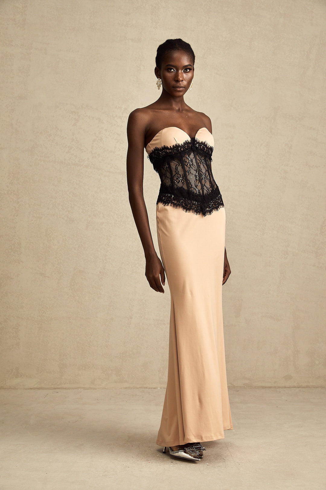 Levoire | Panneau En Dentelle Robe Maxi Sans Épaules Corset