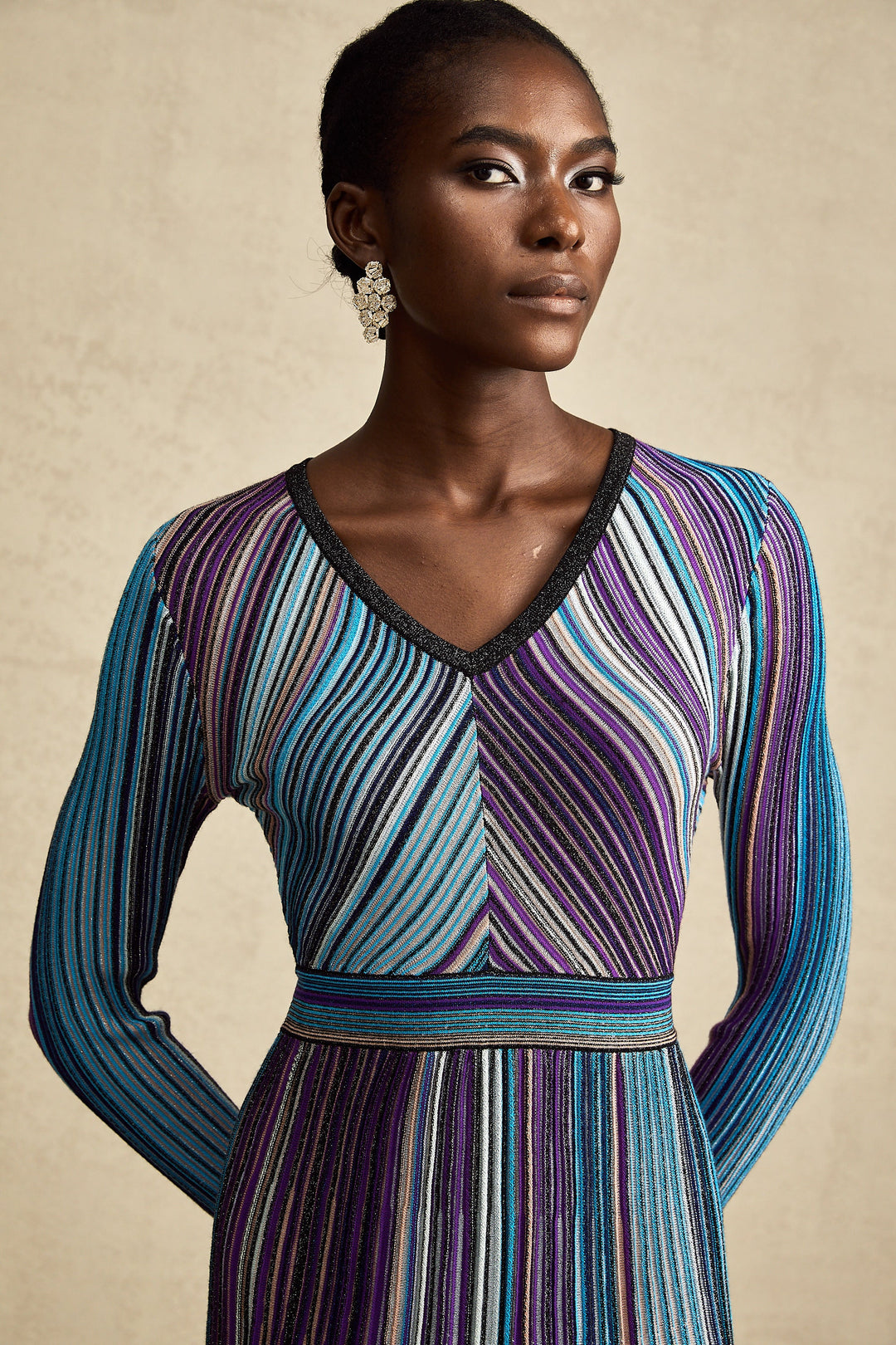Levoire | Robe Midi Plissée Métallique Bleue
