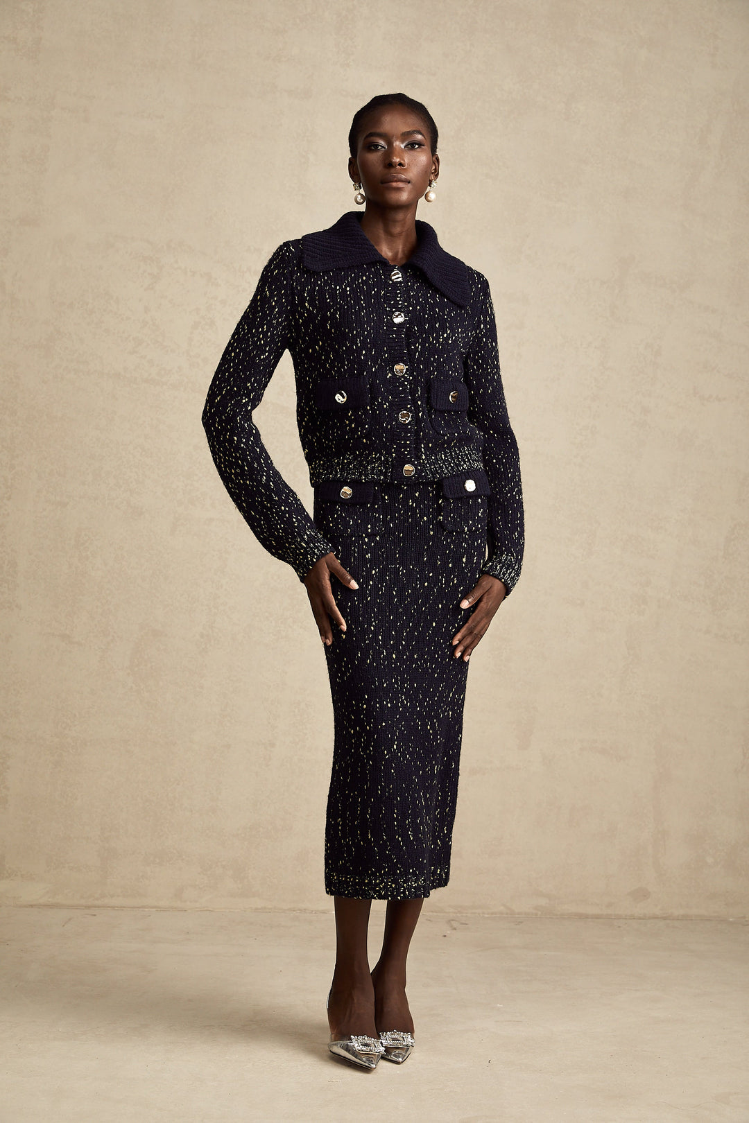Levoire | Marine Gilet Au Crochet & Jupe Ensemble Assorti