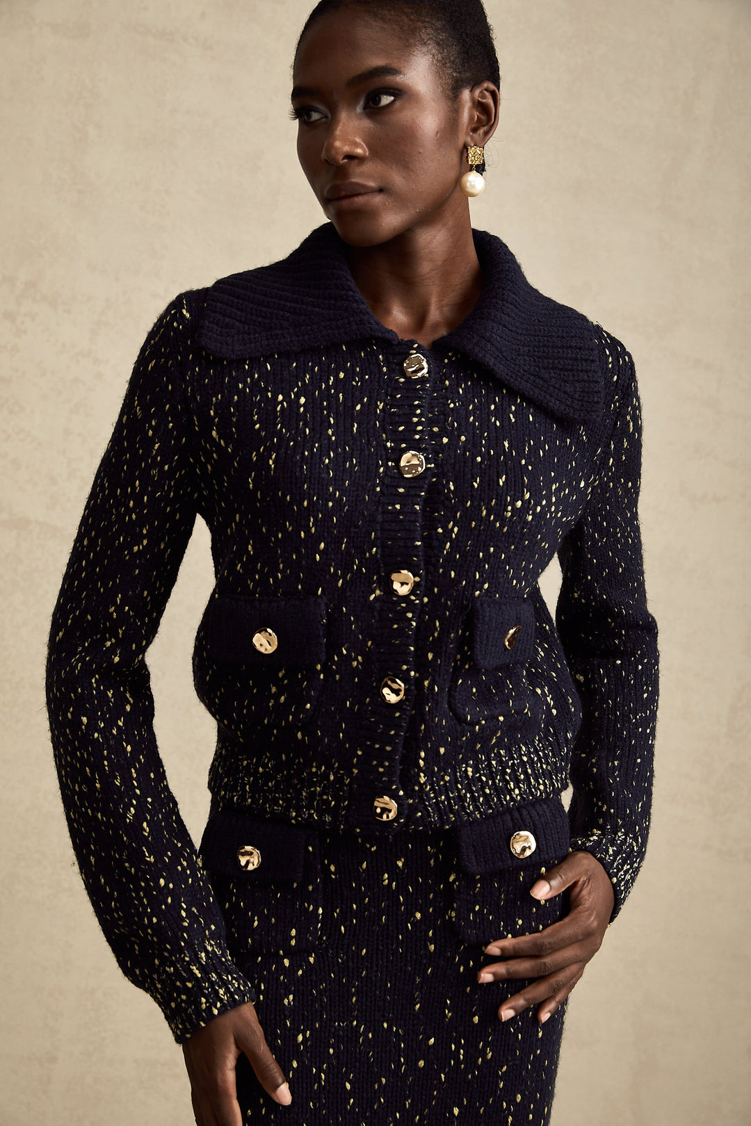 Levoire | Marine Gilet Au Crochet & Jupe Ensemble Assorti