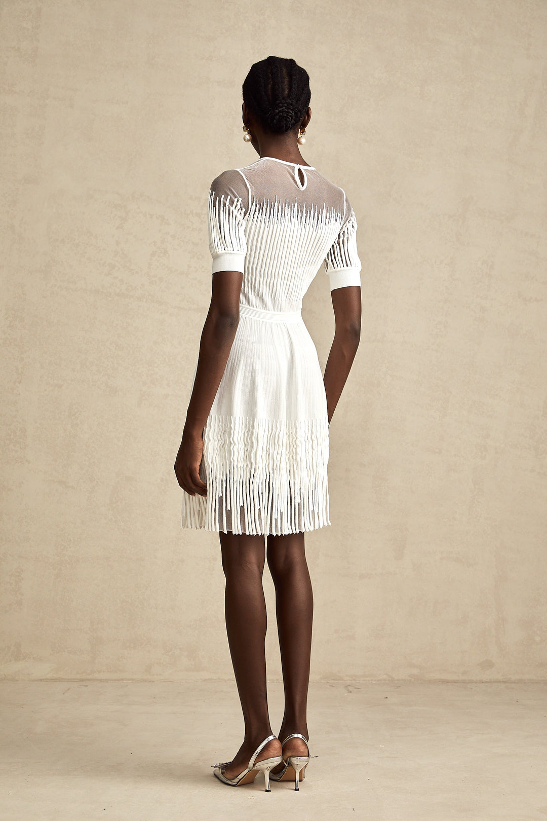 Levoire | Blanc Franges Semi Transparent Mini Robe