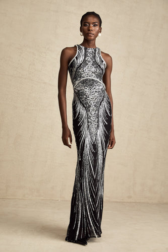 Levoire | Robe Maxi Sans Manches Décorée Évasée Noire