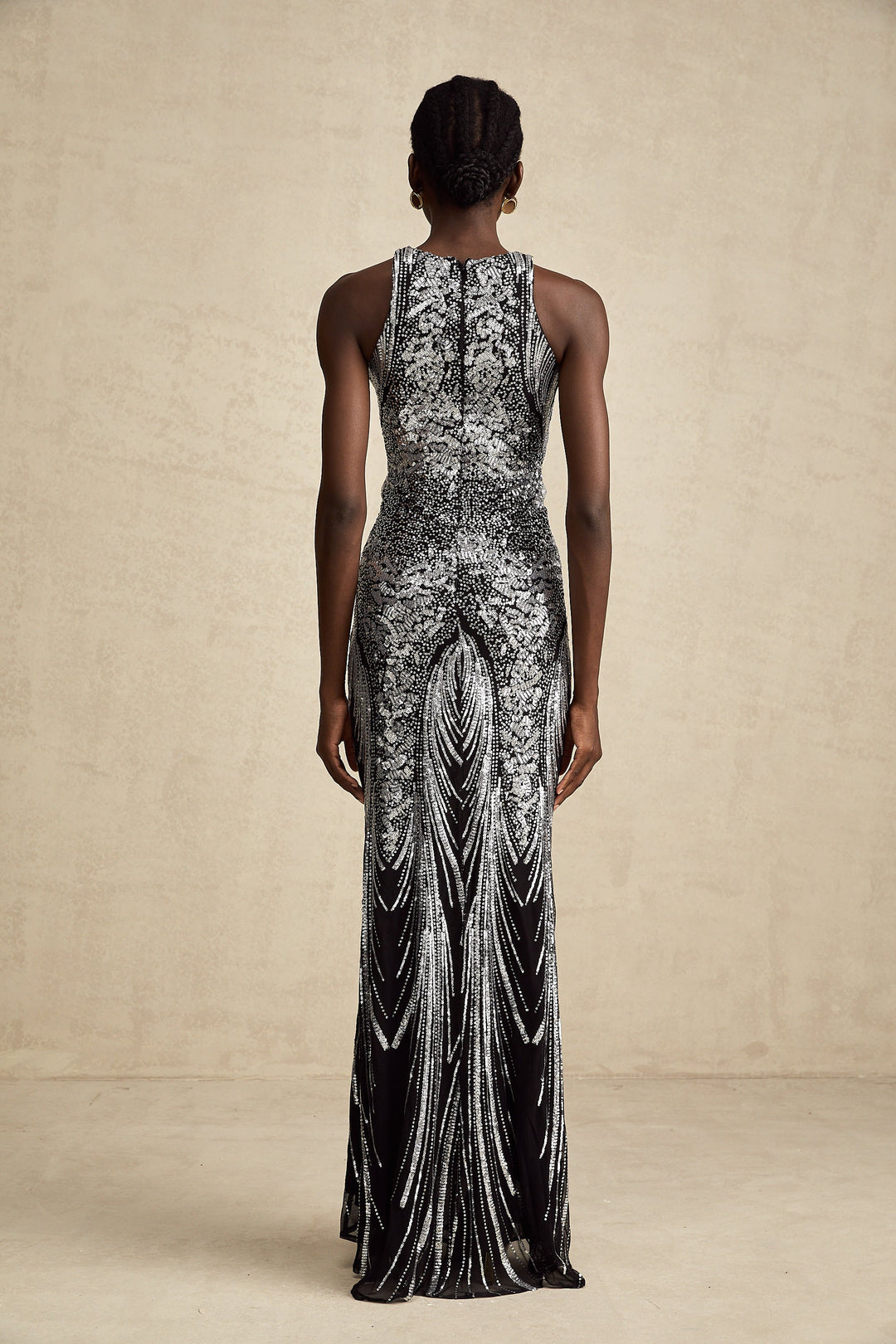 Levoire | Robe Maxi Sans Manches Décorée Évasée Noire