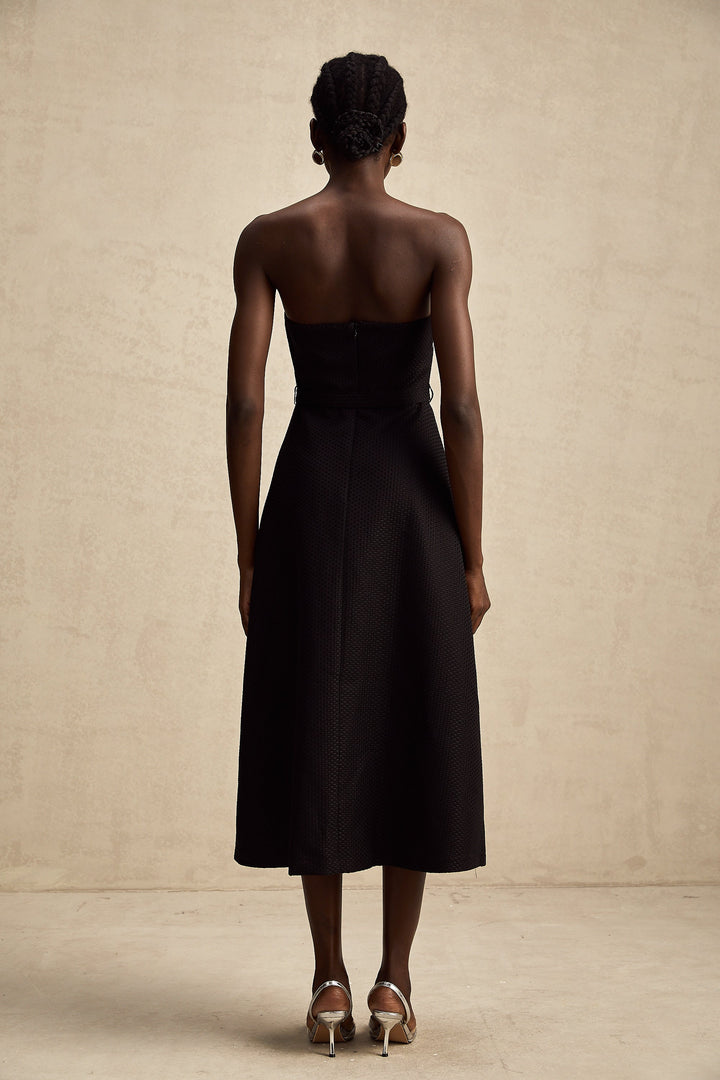 Levoire | Robe Midi Décorée De Couleur Contrastante
