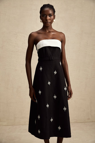 Levoire | Robe Midi Décorée De Couleur Contrastante