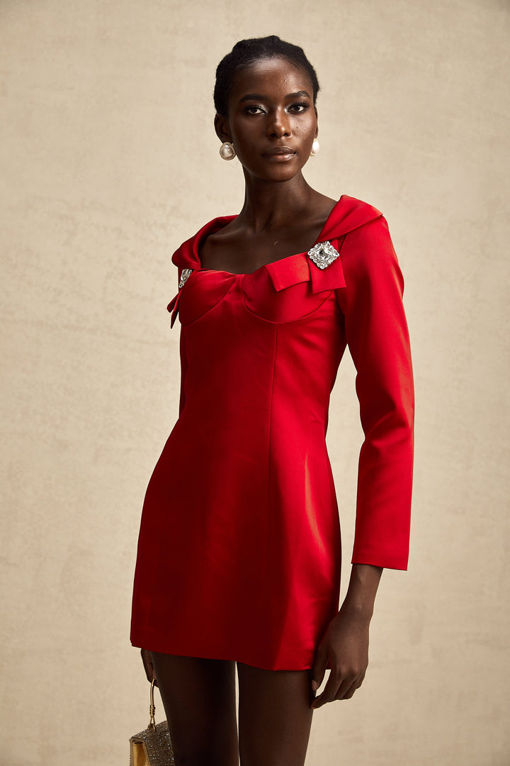Levoire | Robe Mini Satin Style Croix Rouge