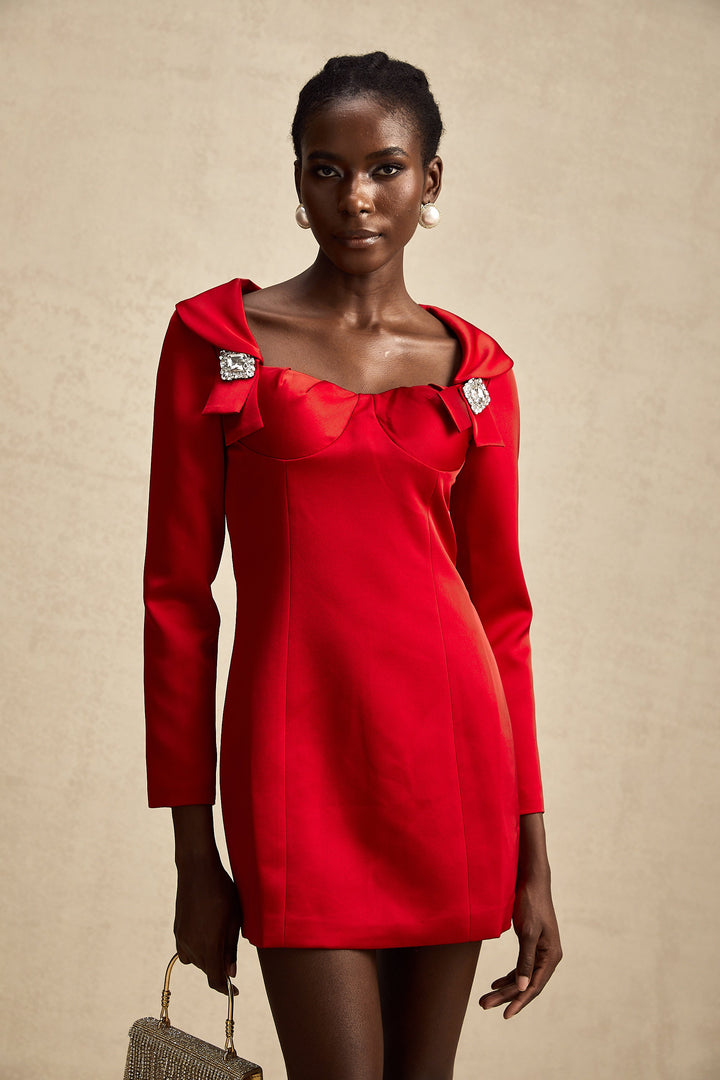 Levoire | Robe Mini Satin Style Croix Rouge
