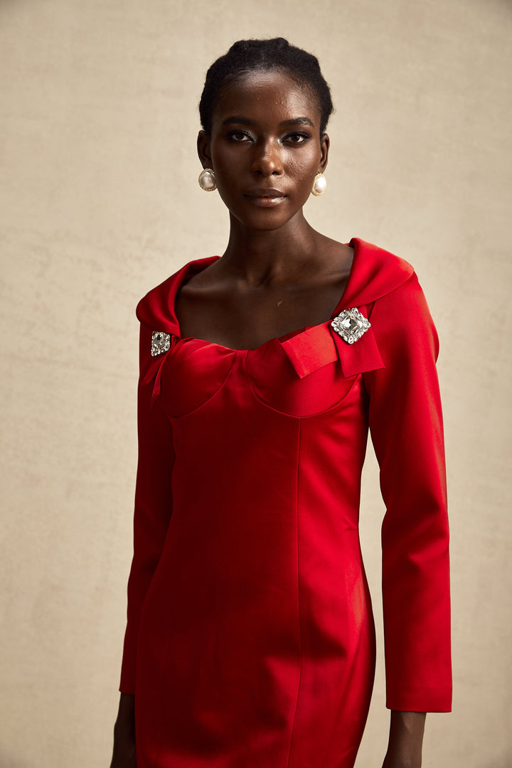 Levoire | Robe Mini Satin Style Croix Rouge