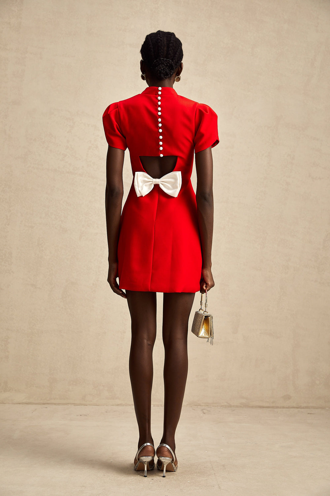 Levoire | Robe Mini À Découpe Baillement De Manche Pétale Rouge