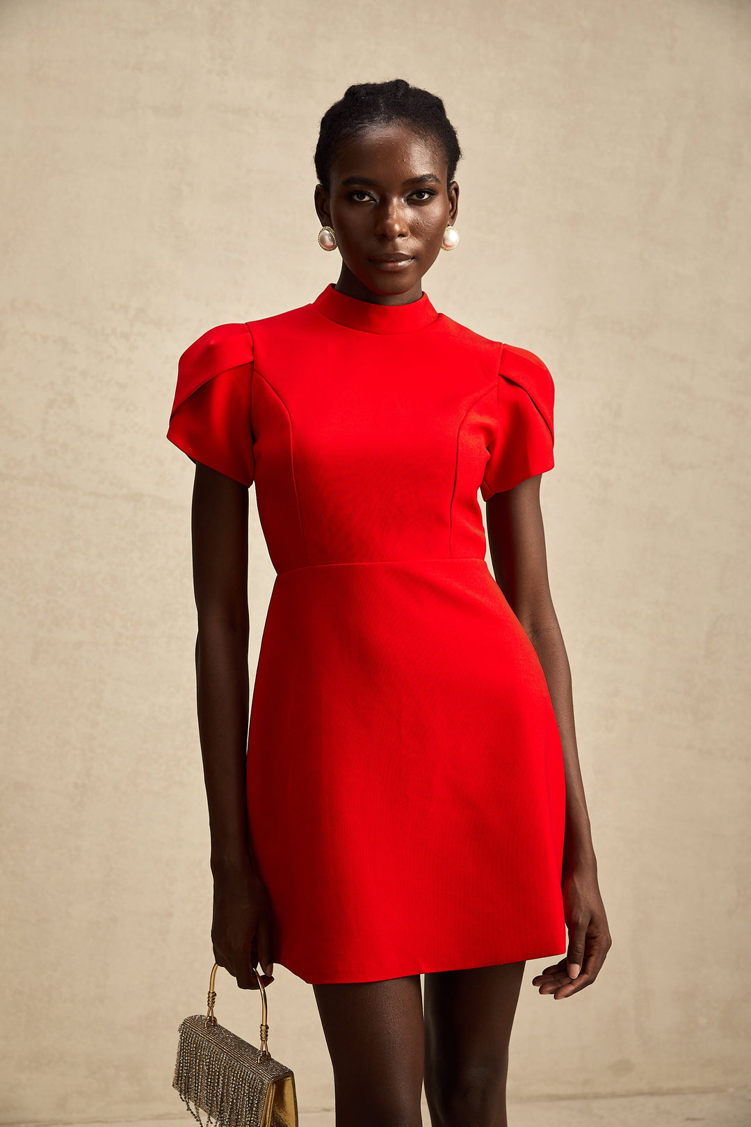 Levoire | Robe Mini À Découpe Baillement De Manche Pétale Rouge
