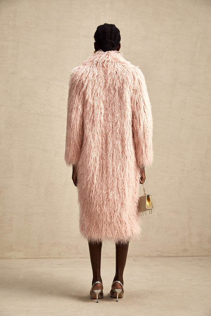 Levoire | Pink Fourrure Synthétique Manteau À Ouverture Avant