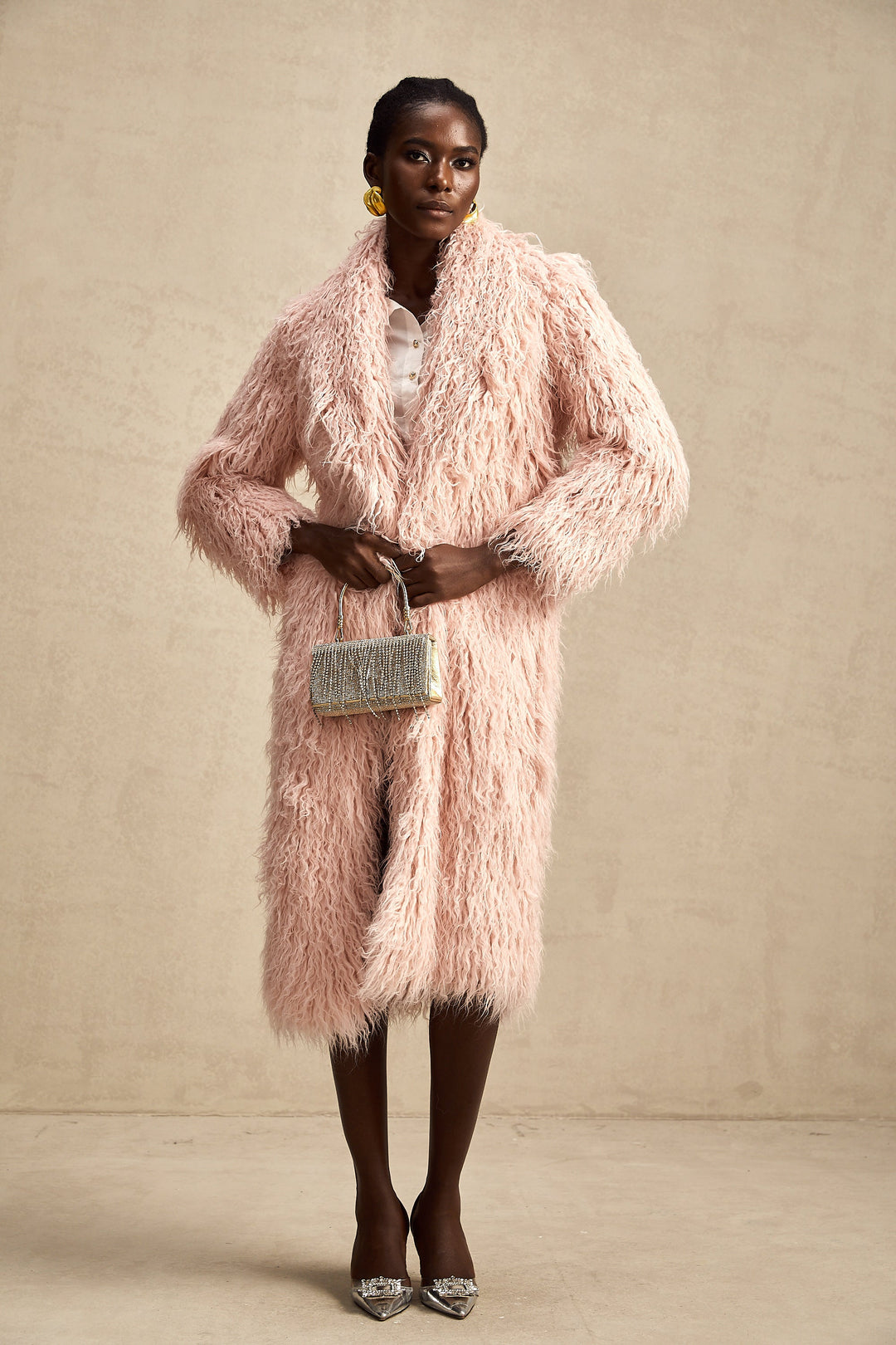 Levoire | Pink Fourrure Synthétique Manteau À Ouverture Avant