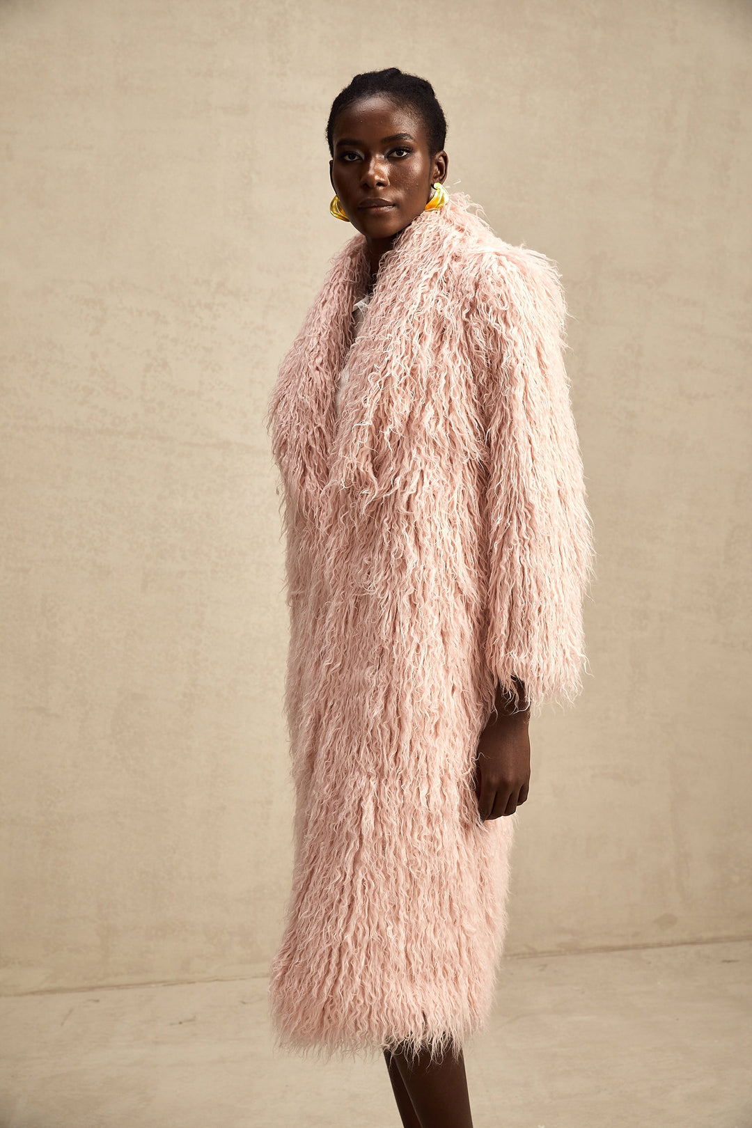 Levoire | Pink Fourrure Synthétique Manteau À Ouverture Avant